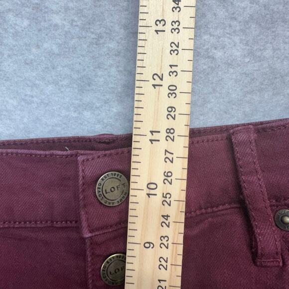Loft Outlet Button-Up Skinny Jeans WMNS 8 Maroon Mid Rise #70273 Denim Cotton - Picture 8 of 10
